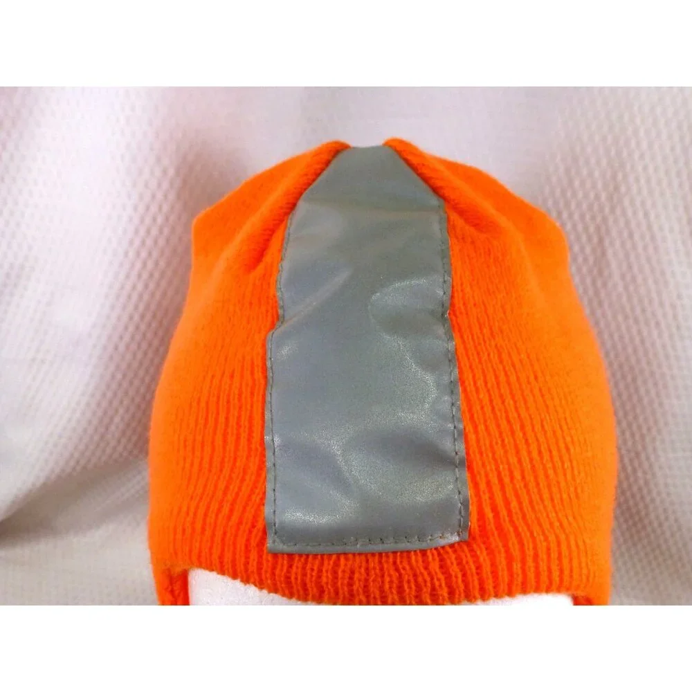 NWTHigh-Visibility Orange Knit Balaclava With Reflective Stripes & Zippered Fron